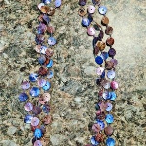 🪸 Beautiful light and airy shell pink & purple multi-colored 24” necklace.